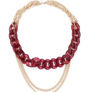 New York & company 3-Row Link Necklace Red